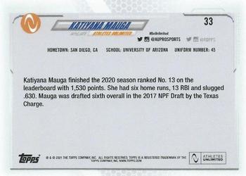 2021 Topps On-Demand Set #8 - Athletes Unlimited Softball #33 Katiyana Mauga Back